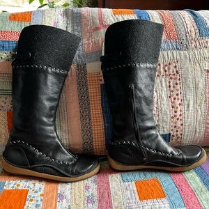 Merrell Zurich black leather wool all weather tall boot rubber sole zip Sz 8.